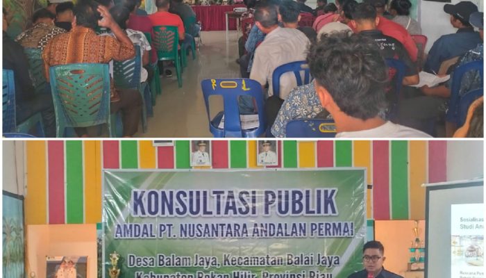 CAMAT BALAI JAYA KAB ROHIL RIAU BUKA KONSULTASI PUBLIK AMDAL OLEH PT. NUSANTARA ANDALAN PERMAI (NAP) DI GEDUNG AULA KECAMATAN