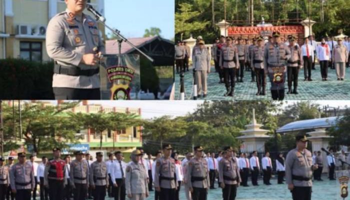 Ikuti Apel Pagi Polres OKU Memberian Penghargaan Personel Polda Sumsel
