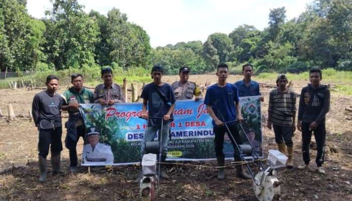 Bersama Petani Polsek Semindang Aji Tanam Jagung di OKU, Target Swasembada Pangan